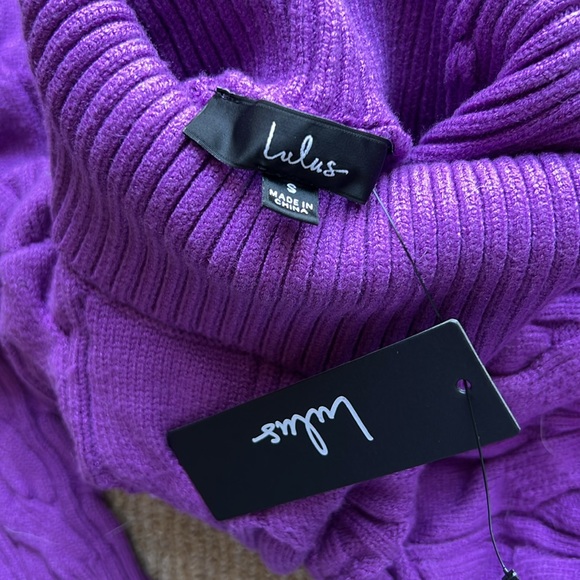 NWT Lulu’s purple turtleneck cable crop sweater - Picture 6 of 6